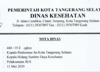 Kepala Surat Nota Dinas Kesehatan Tangsel.
